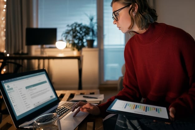 A high-resolution photo showcasing a person analyzing social media analytics dashboards on a laptop, with charts and graphs illustrating marketing performance metrics.