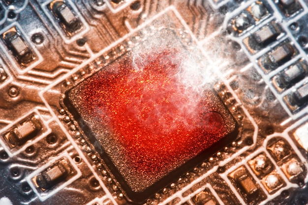A close-up image of a superconducting quantum processor chip, showcasing the intricate design and connections between qubits. The image should convey the complexity and precision involved in building stable quantum systems.