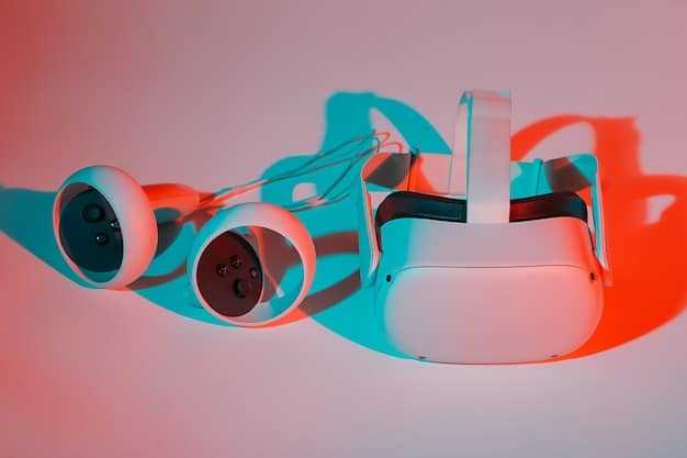 A graphical representation of different technological components like VR headsets, AR glasses, high-speed internet towers, and blockchain symbols coming together to form a cityscape in the metaverse. This illustrates the technological convergence that powers the metaverse.