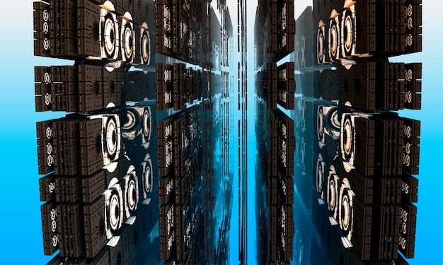 A visual representation of cloud computing architecture, with interconnected servers and data centers, showcasing the scalability and efficiency of cloud solutions in managing costs.