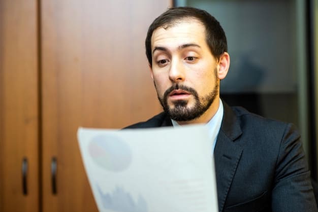 A close-up shot of a casting director reviewing headshots and resumes in a brightly lit office. The room is filled with scripts and casting materials, highlighting the meticulous process of selecting the right actors for the roles.