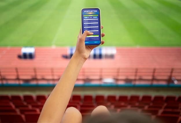A close-up shot of a fan using a stadium's mobile app to order food and drinks directly to their seat, showcasing the convenience of in-seat services.