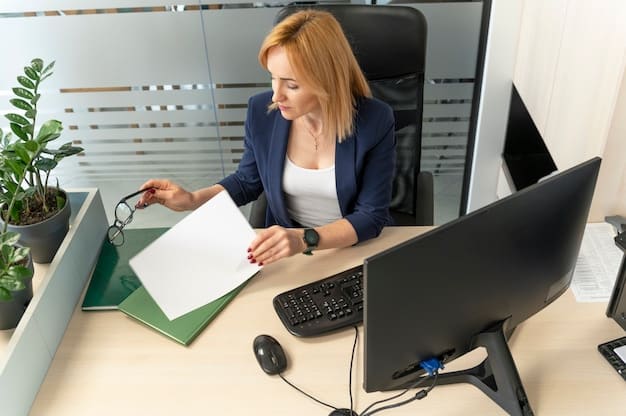 A businesswoman meticulously filling out grant application forms at a desk, surrounded by financial documents, laptops showing government websites, and a calendar with highlighted deadlines, emphasizing diligence and organization.