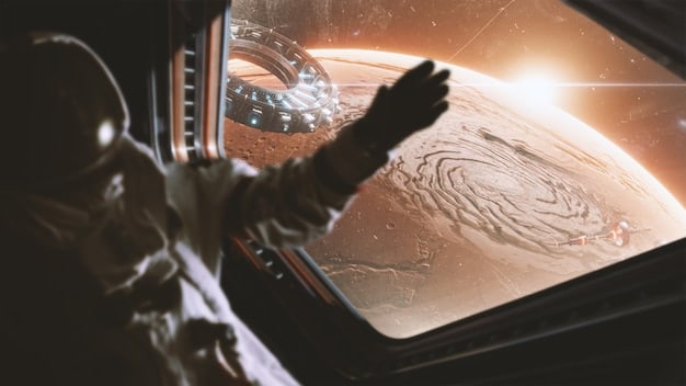 An astronaut working on a lunar base module on the Moon's surface, with Earth visible in the background, symbolizing the Artemis program's goals.