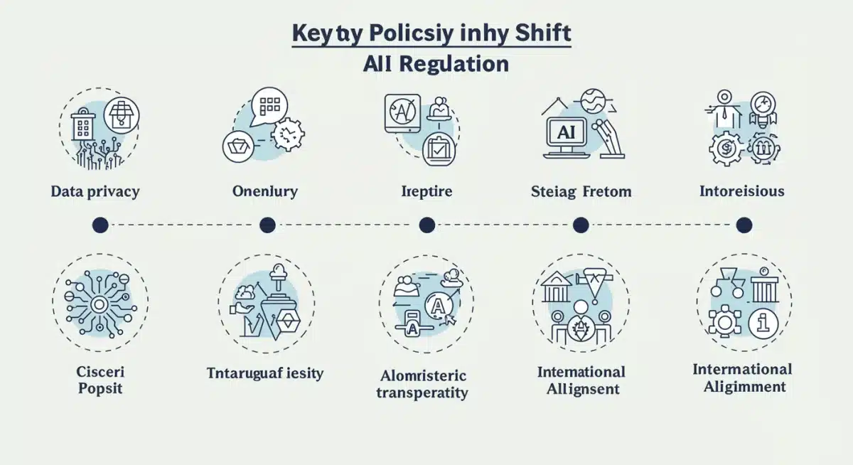 Infographic showing a roadmap of five key AI policy shifts.